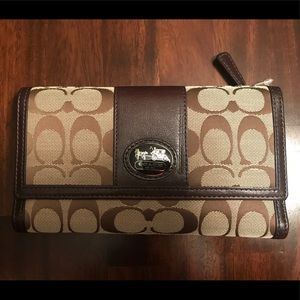 NWT Authentic Coach Signature Khaki Wallet